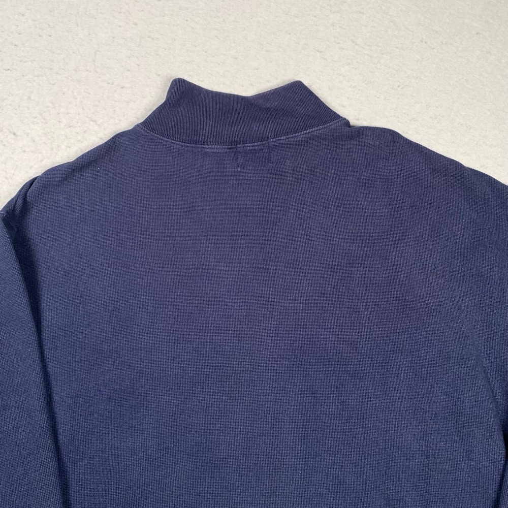 Vintage Old Navy Quarter Zip Pullover Mens M Blue Waffle Knit Logo Sweatshirt - Picture 9 of 12